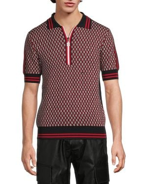 Balmain Monogram Wool Quarter-zip Shirt - Red