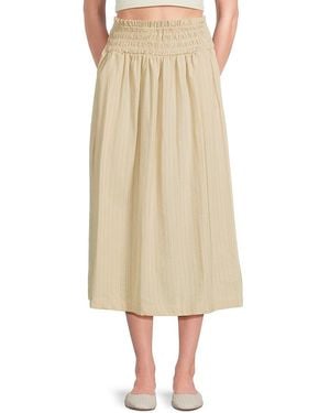 Saks Fifth Avenue Smocked Waist Midi Skirt - Natural