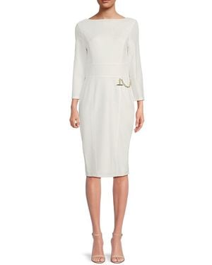 Halston Boatneck Dress - White