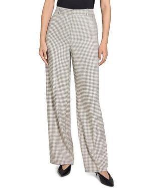 Theory Linen-blend High-rise Pants - Gray