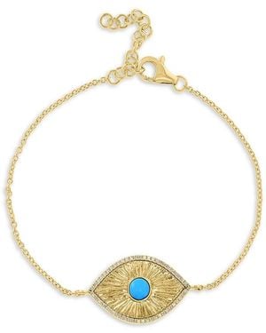 Effy 14k Goldplated Sterling Silver, Turquoise & 0.16 Tcw Diamond Bracelet - Metallic