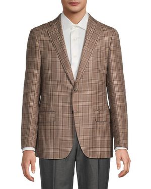 Heritage Gold Plaid Wool-silk Classic-fit Sport Coat - Brown