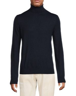 Bruno Magli Classic Fit Merino Wool Turtleneck Jumper - Blue