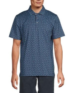 Bugatchi Victor Golf Print Polo Shirt - Blue