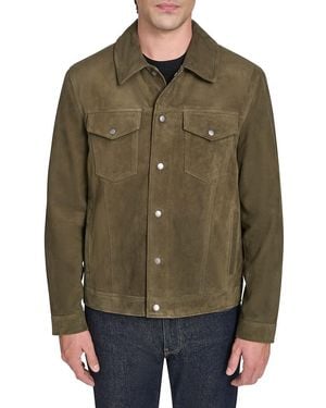 Cole Haan Suede Regular Fit Jacket - Green