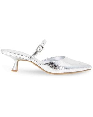 BCBGeneration Katalina Kitten Heel Mary Jane Metallic Mules - White