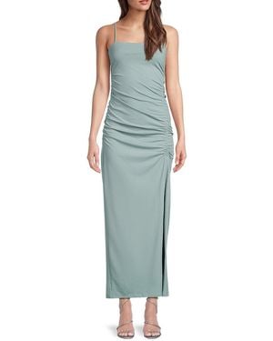 Susana Monaco Spaghetti-Strap Ruched Maxi Slipdress - Green