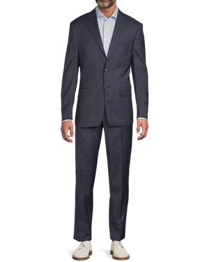 Calvin Klein Plain Wool Two-Button Slim-Fit Suit - Blue