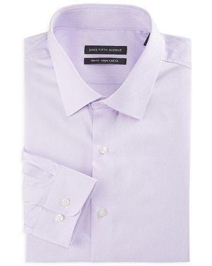 Saks Fifth Avenue Geometric 100% Cotton Dress Shirt - Purple