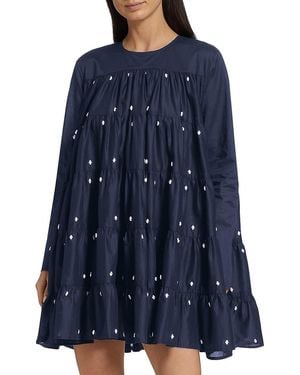 Merlette Soliman Cotton Embroidered Dress - Blue