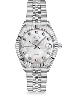 Gv2 Stainless Steel, Mother-Of-Pearl & 0.15 Tcw Diamond Bracelet Watch - White