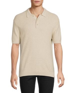 Kenneth Cole Textured Polo Shirt - Natural