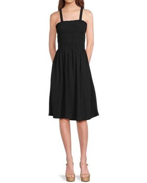 Saks Fifth Avenue Smocked Knee-Length Dress - Black
