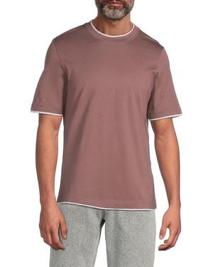 Brunello Cucinelli Contrast-Trim Cotton T-Shirt - Purple