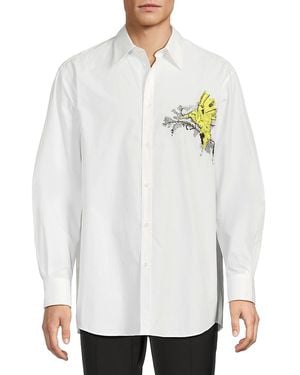 Valentino Embroidered Bird Cotton Shirt - White