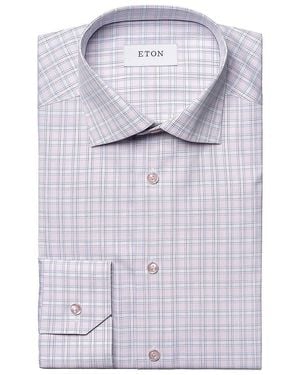 Eton Contemporary-Fit Checked Dress Shirt - Purple