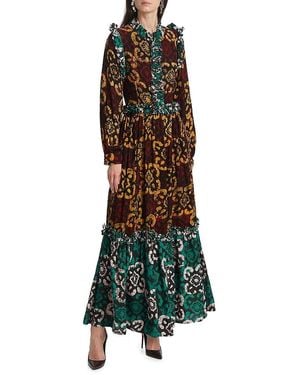 Busayo Bidemi Hand-Dyed Ruffle Maxi Dress - Green