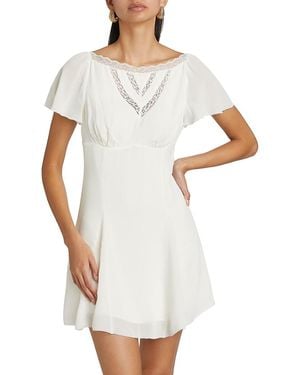 Reformation Malena Organic Cotton-Blend Flutter-Sleeve Minidress - White