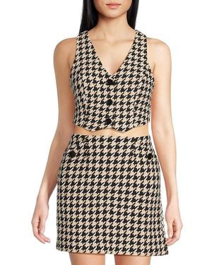 Walter Baker Tory Houndstooth Cropped Vest - Black