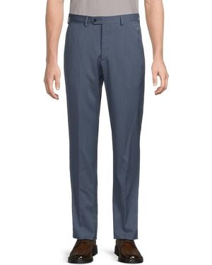 Emporio Armani Wool Solid Straight-Leg Pants - Blue