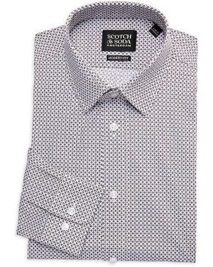 Scotch & Soda Modern Fit Geometric Dress Shirt - Grey