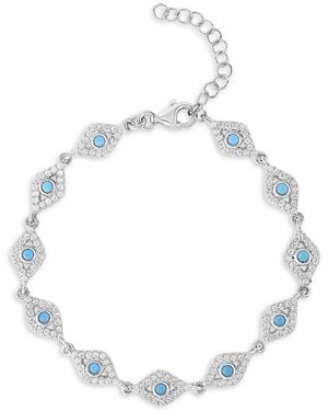 Chloe and Madison Sterling & Cubic Zirconia Evil Eye Station Bracelet - White