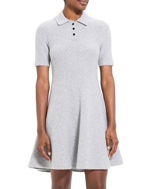 Theory Felted Wool & Cashmere Mini Polo Dress - White