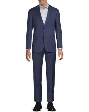 Saks Fifth Avenue Solid Two-Button Modern-Fit Suit - Blue