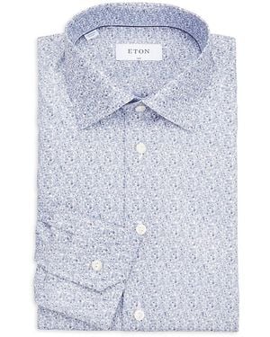 Eton Floral Cotton Slim-Fit Dress Shirt - Blue