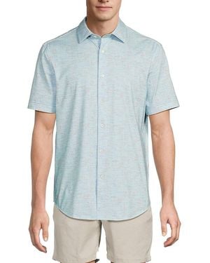 Bugatchi Stretch-Cotton Short Sleeve Shirt - Blue