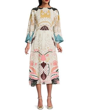 Valentino Tropical Printed Silk Midi-Dress - Multicolour