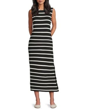 Rag & Bone Sleeveless Striped Knit Midi-Dress - Black