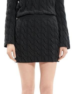 Theory Wool-Blend Cable-Knit Miniskirt - Black
