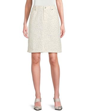 Karl Lagerfeld Sequin Tweed Pencil Miniskirt - White