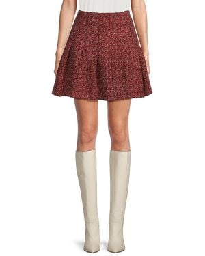 AREA STARS Pleated Tweed A-line Miniskirt - Red