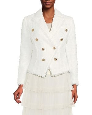 Wdny Double Breasted Fringe Blazer - White