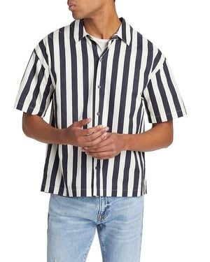 FRAME Striped Cotton Shirt - Blue