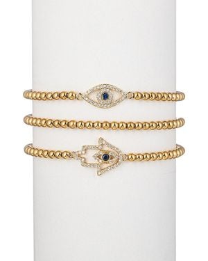 Eye Candy LA 3-Piece 18K Goldplated & Cubic Zirconia Bracelet Set - White