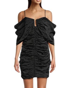 Emanuel Ungaro Jessa Ruched Jacquard Mini Dress - Black