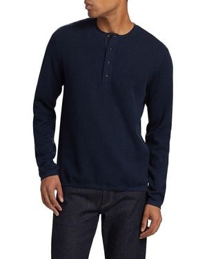 Rag & Bone Bennet Cotton-Wool Crewneck Henley - Blue