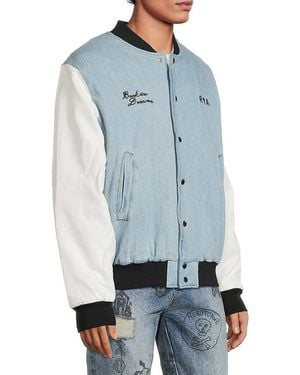 RTA Marty Denim Bomber Jacket - Blue