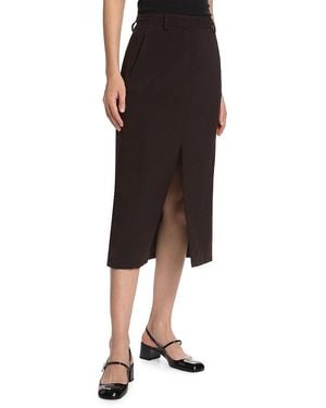 Theory Wool A-Line Midi-Skirt - Black