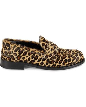 Roberto Cavalli Leopard Leather Penny Loafers - Brown