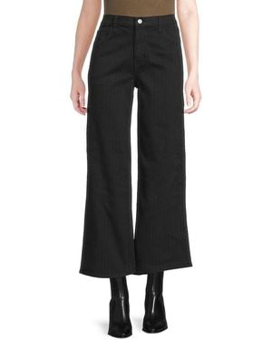 Hudson Jeans Rosalie Striped Wide-Leg Ankle Jeans - Black