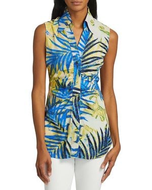 La Petite Robe Di Chiara Boni Botanic V-Neck Top - Blue