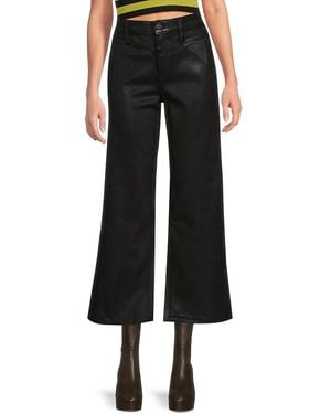 Hudson Jeans Rosie Coated Cropped Wide Leg Jeans - Black