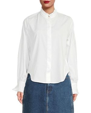 DL1961 Ruffle-Neck Cotton Shirt - White