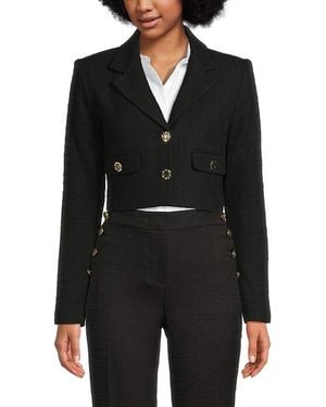 Karl Lagerfeld Core Tweed Cropped Jacket - Black