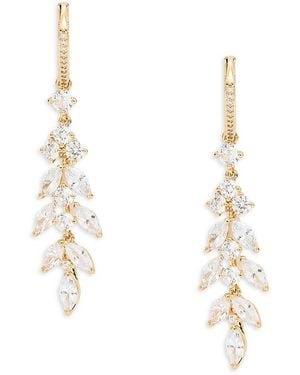 Adriana Orsini Full Bloom 18K Goldplated & Cubic Zirconia Drop Earrings - White