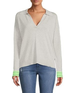 Lisa Todd Collar Pop Striped-cuff Jumper - White